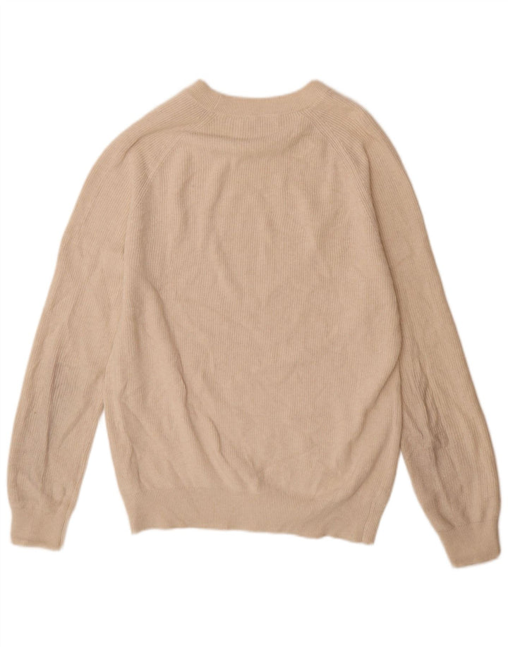 Zara Herren-Pullover mit U-Boot-Ausschnitt, mittlere, cremefarbene Baumwolle