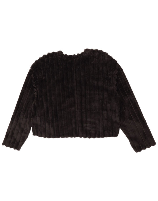 Zara Damen Crop Übergroßer Fleecepullover UK 8 Small Schwarz Polyester