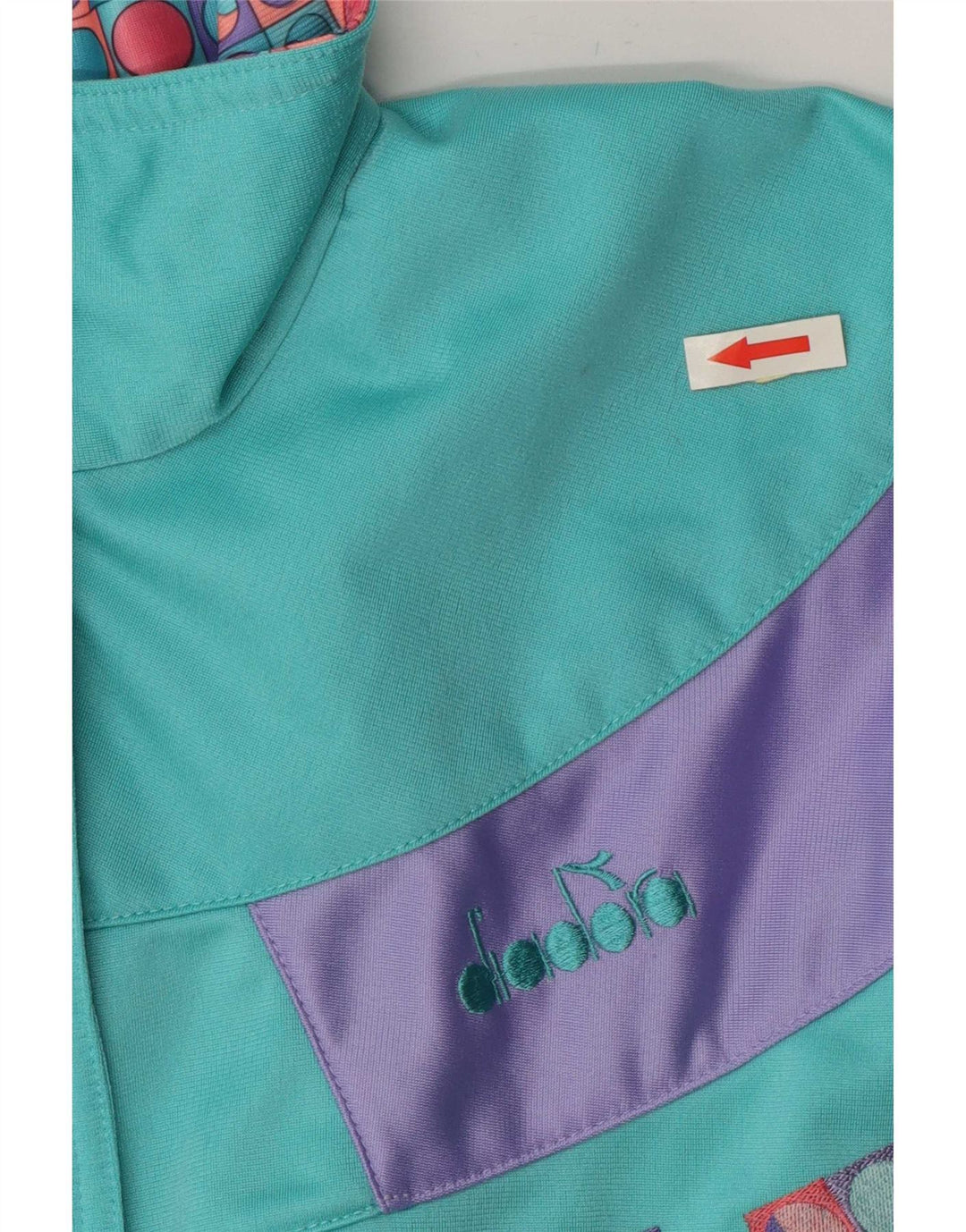 Diadora Damen-Trainingsanzug-Top-Jacke IT 46 Large Türkis Farbblock