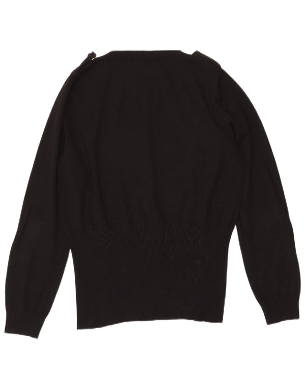 MARELLA Damen-Pullover im Militär-Stil mit V-Ausschnitt, UK 20 2XL, schwarze Viskose