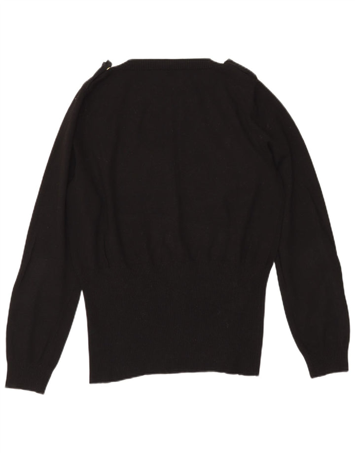 MARELLA Damen-Pullover im Militär-Stil mit V-Ausschnitt, UK 20 2XL, schwarze Viskose