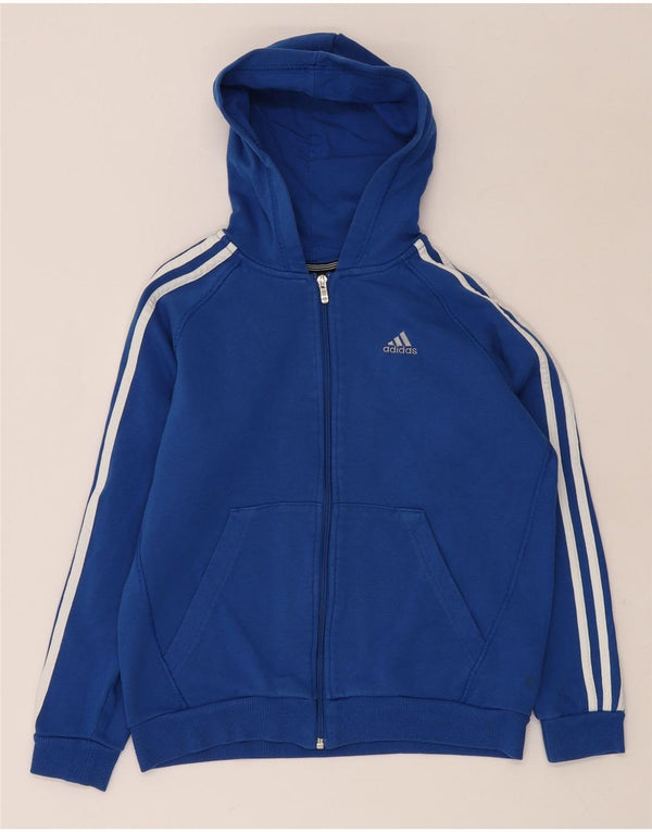 ADIDAS Kapuzenpullover mit Reißverschluss für Jungen, 11–12 Jahre, blaue Baumwolle