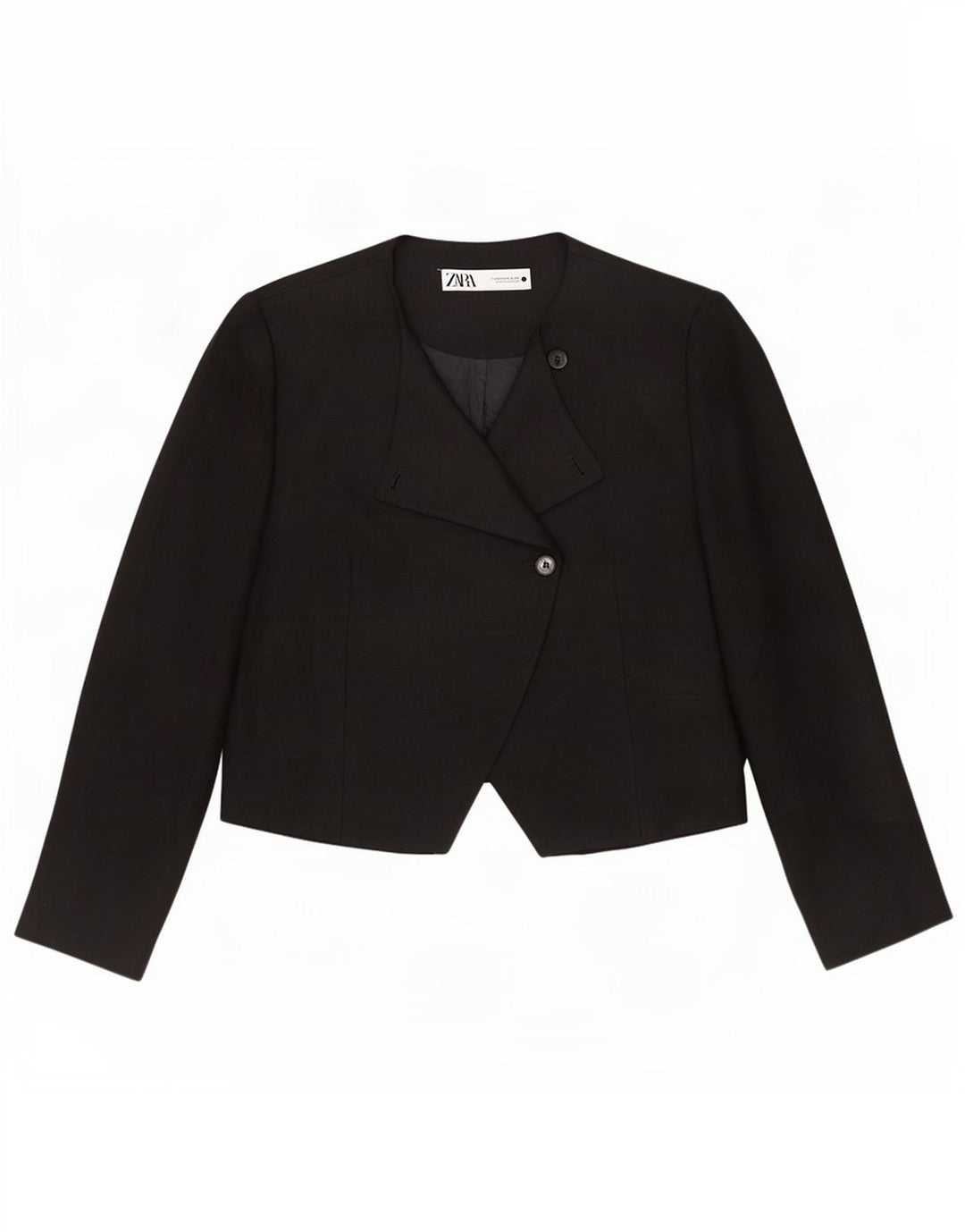 Zara Damen 1-Knopf-Blazerjacke UK 18 XL Schwarze Viskose