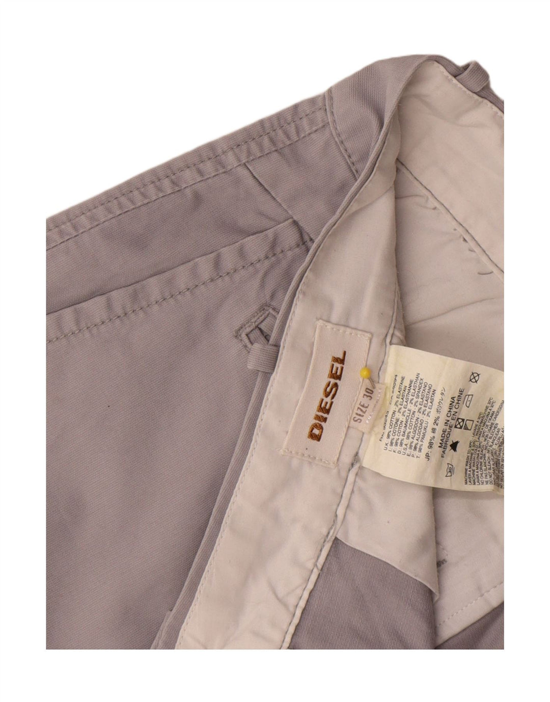 Diesel Herren Chinoshorts W30 mittelgraue Baumwolle