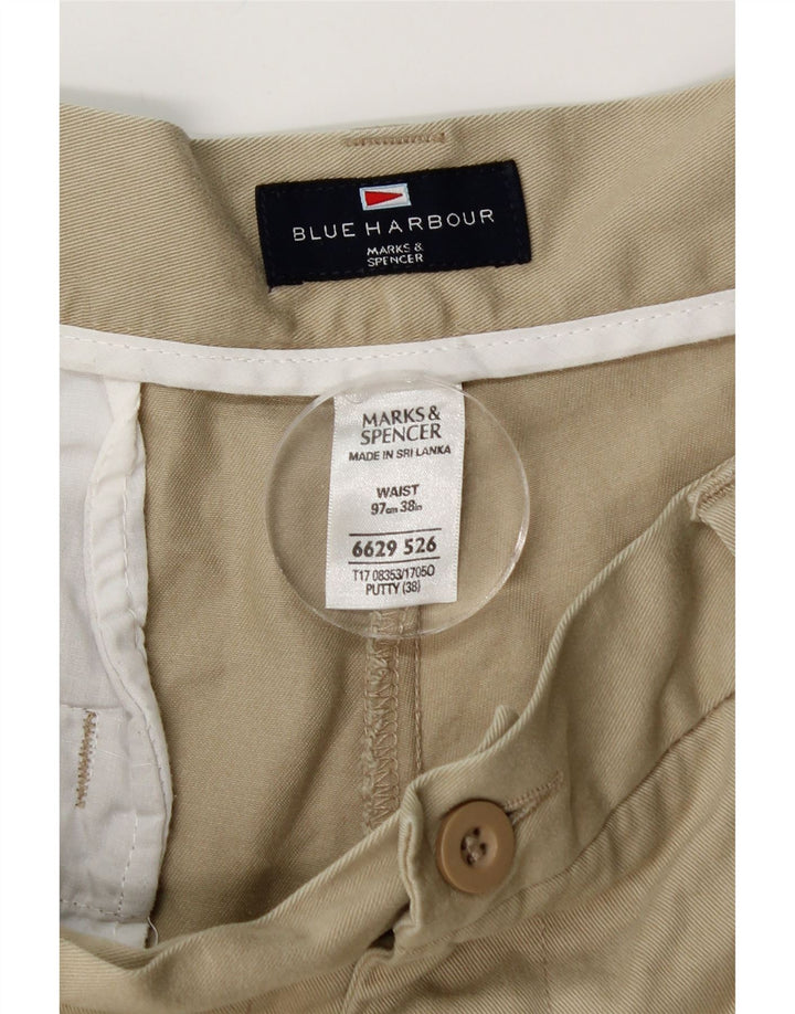 MARKS & SPENCER Herren Blue Harbor Cargo Shorts W38 XL Beige Baumwolle
