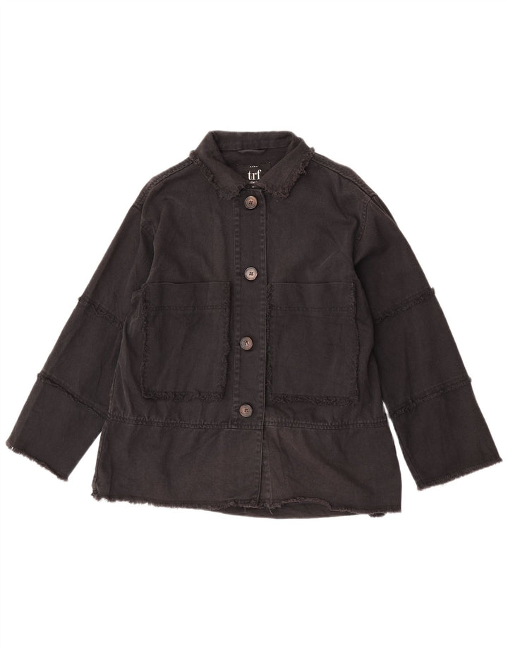 Zara Damen Trafaluc Jeansjacke UK 10 Small Schwarz Baumwolle