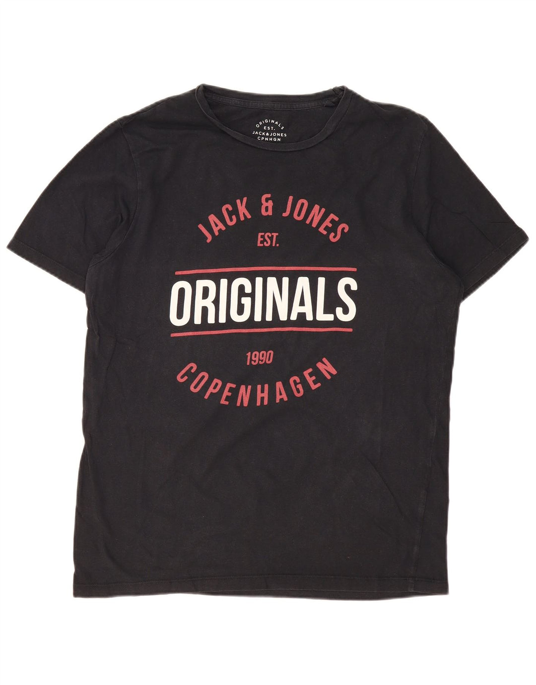 JACK & JONES Herren Originals Grafik-T-Shirt-Oberteil XL aus schwarzer Baumwolle
