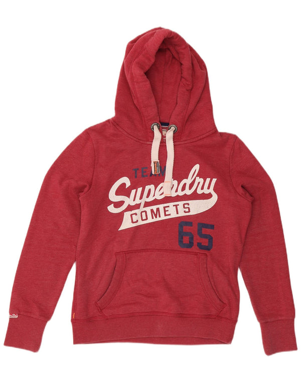 SUPERDRY Damen-Kapuzenpullover mit Grafik, UK 16, Größe L, Rot, Baumwolle