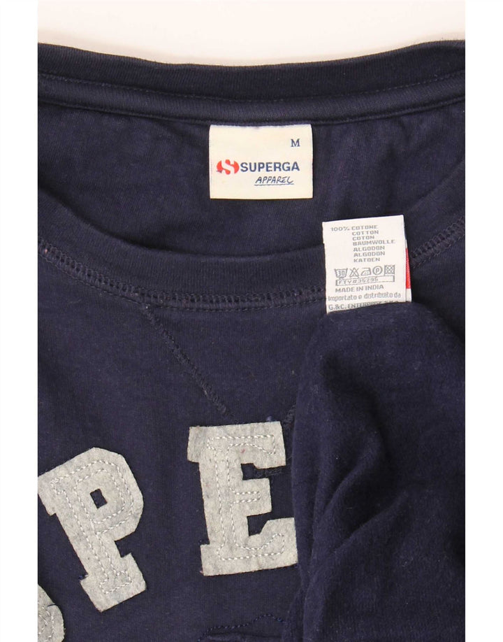 Superga Damen Grafik-Sweatshirt-Pullover UK 14 Mittelmarineblaue Baumwolle