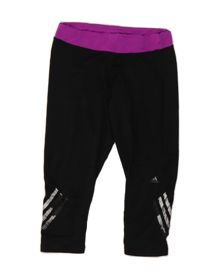 ADIDAS Womens Capri Leggings UK 8/10 Small Black Polyester Vintage Adidas and Second-Hand Adidas from Messina Hembry 