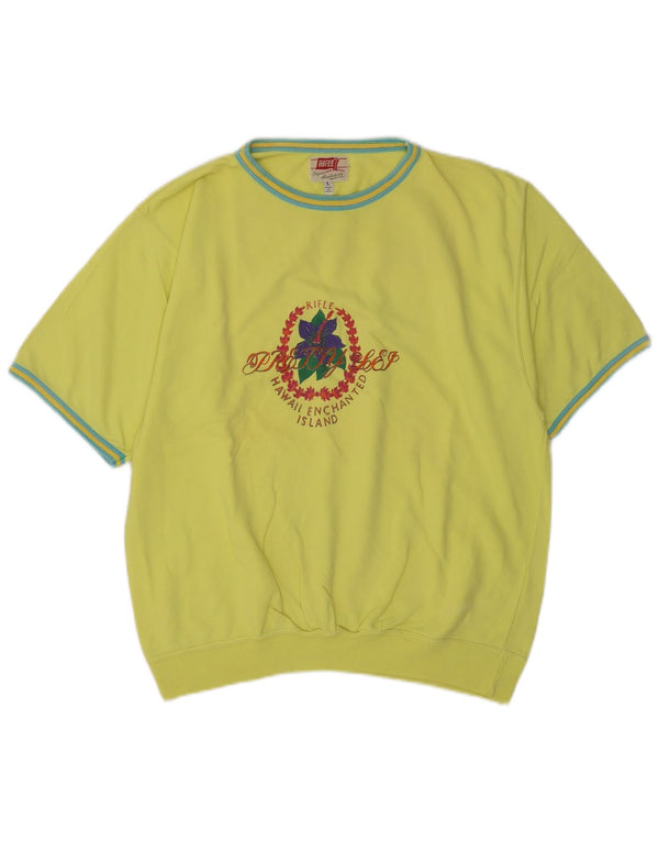 Rifle Mens Graphic T-Shirt Top Large Gelb Hawaiianisch