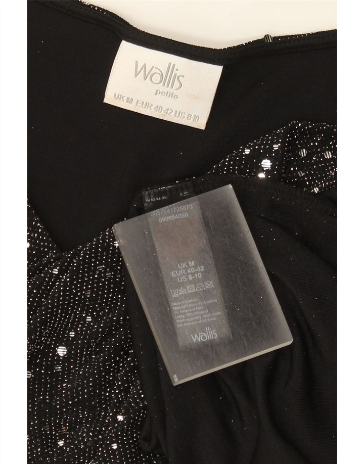 Wallis Ärmelloses Damen-Blusenoberteil, UK-Größe 44, Mittelschwarz geflecktes Nylon