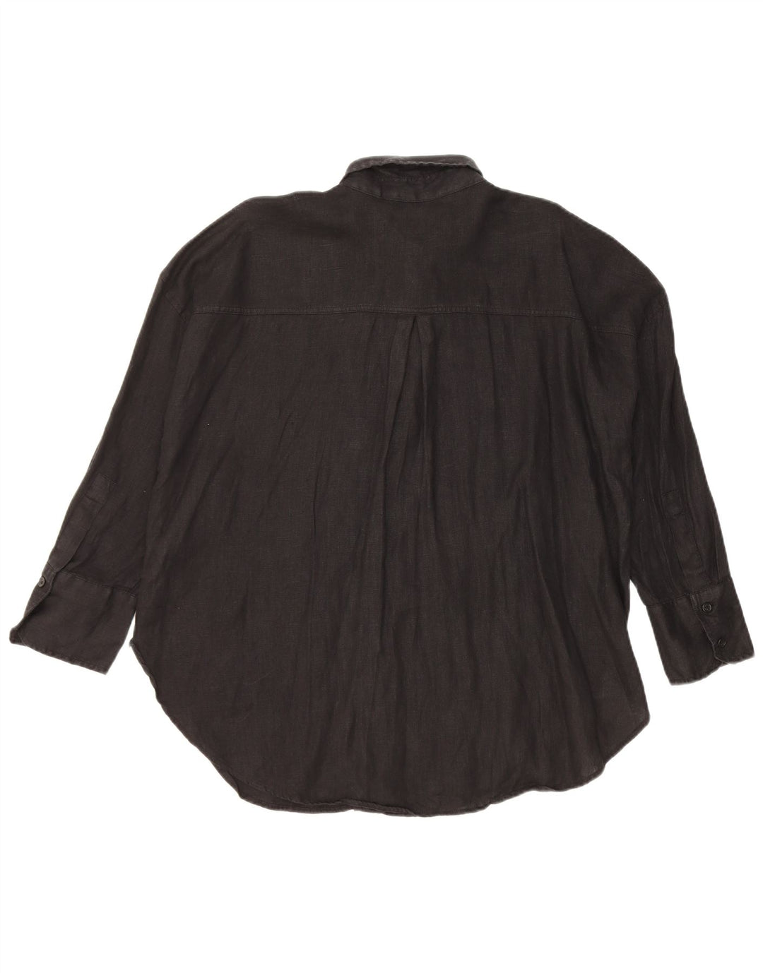 Zara Damen-Oversize-Hemd UK 14 Mittelschwarzes Leinen