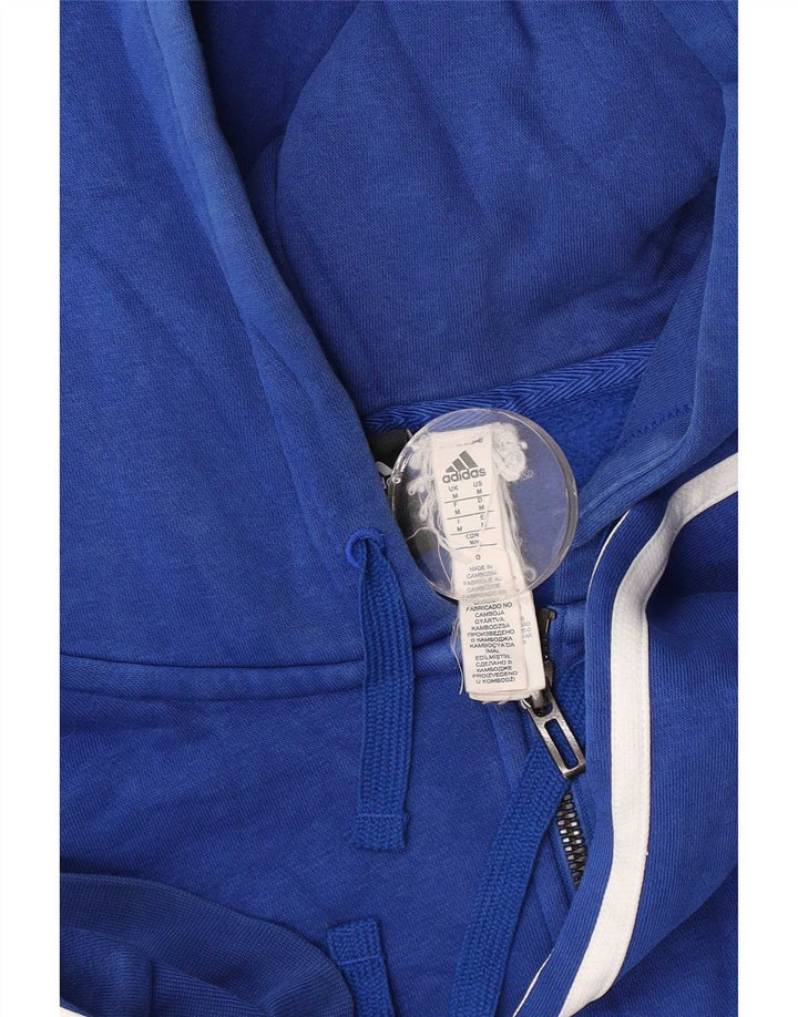 Adidas Herren-Kapuzenpullover mit Reißverschluss, mittelblaue Baumwolle