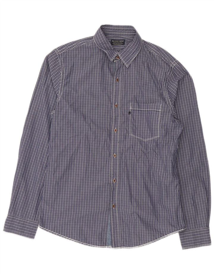 RALPH LAUREN Herrenhemd aus mittelblauer Gingham-Baumwolle