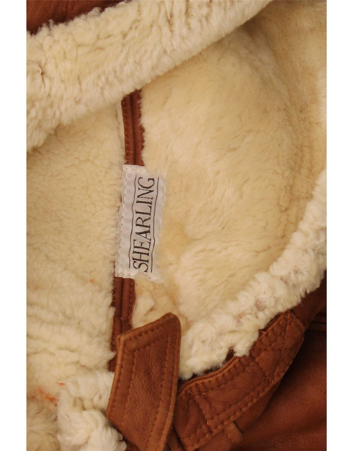 Vintage Herren Shearling Jacke UK 40 Large Brown