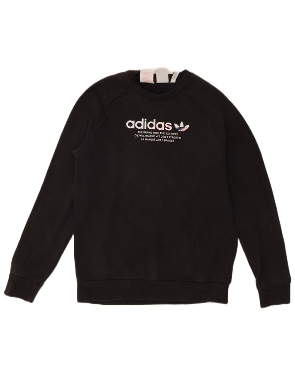 Adidas Jungen Grafik-Sweatshirt-Pullover 13–14 Jahre, schwarze Baumwolle