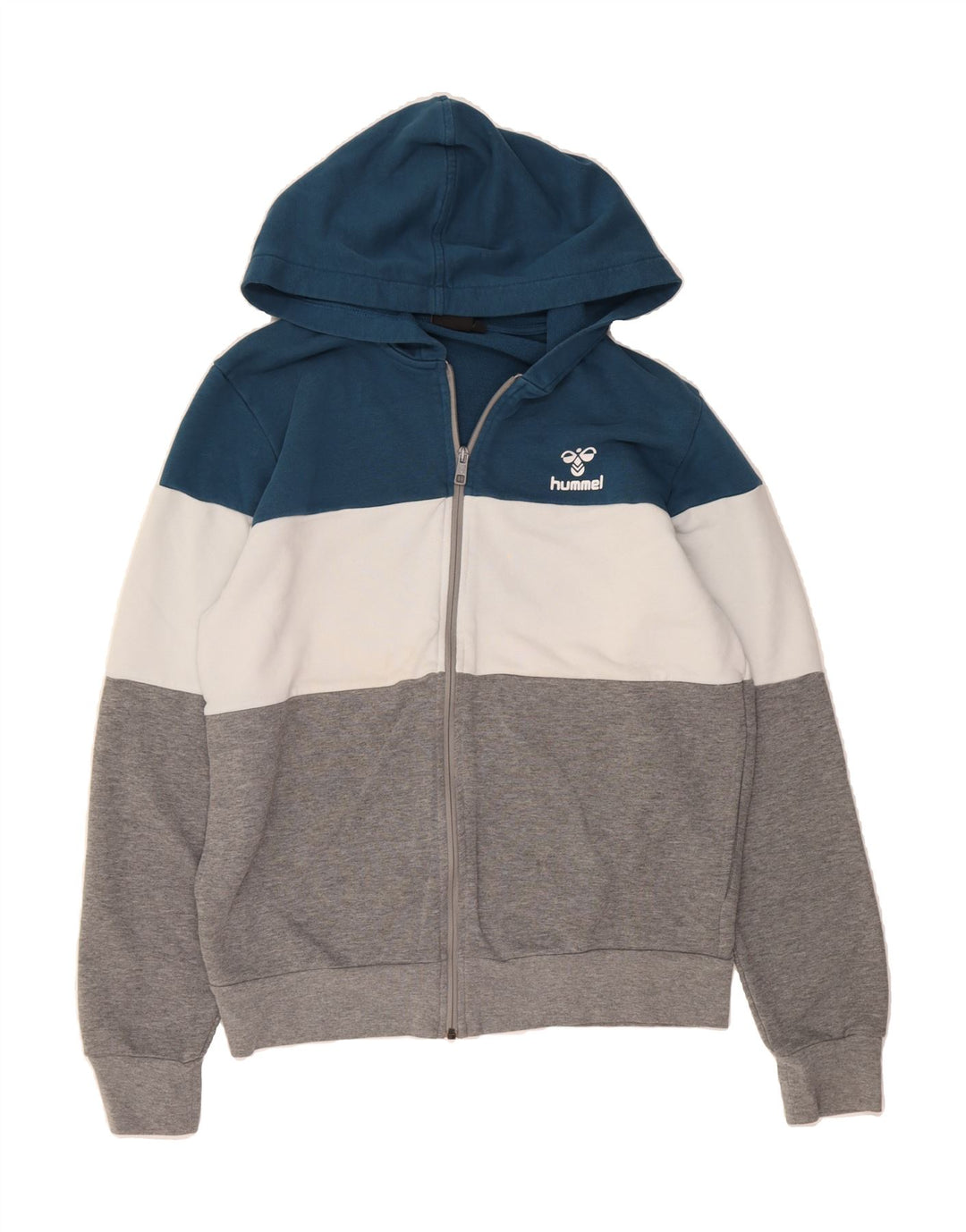 HUMMEL Womens Zip Hoodie Sweater UK 16 Large Multicoloured Colourblock Vintage Hummel and Second-Hand Hummel from Messina Hembry 