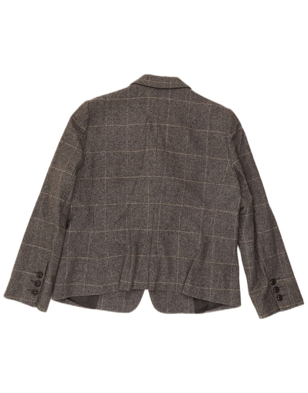 Armani Collezioni Damen 3-Knopf-Blazerjacke IT 50 XL grau karierte Wolle