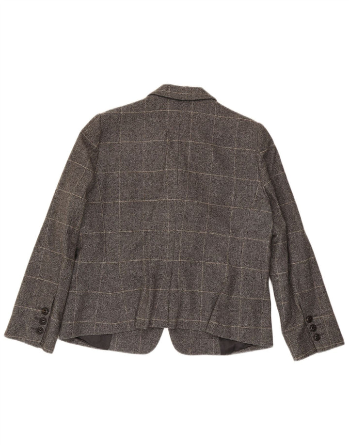 Armani Collezioni Damen 3-Knopf-Blazerjacke IT 50 XL grau karierte Wolle