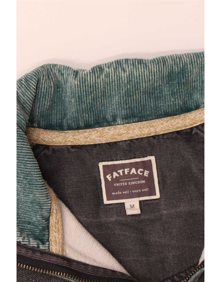 Fat Face Herren-Sweatshirt mit Reißverschluss am Hals, mittelgraue Baumwolle
