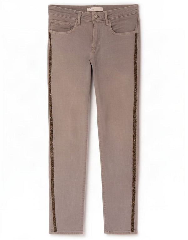 Zara Damen Slim Jeans EU 42 Large W32 L26 Graue Baumwolle