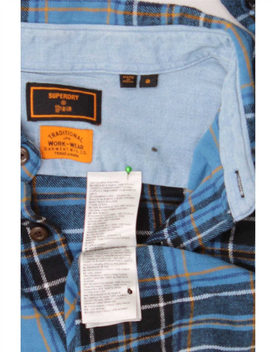 Superdry Herren-Flanellhemd, klein, blau kariert, Baumwolle