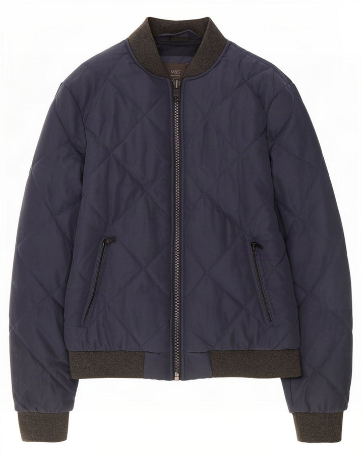 Marks & Spencer gesteppte Bomberjacke für Herren, UK 38, mittelmarineblau, Polyester