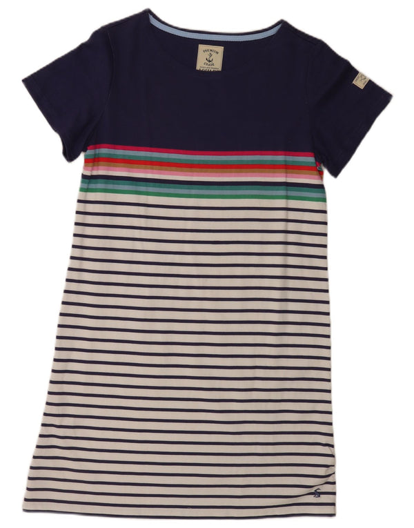 Joules Damen T-Shirt-Kleid UK 14 Large Marineblau gestreift Baumwolle