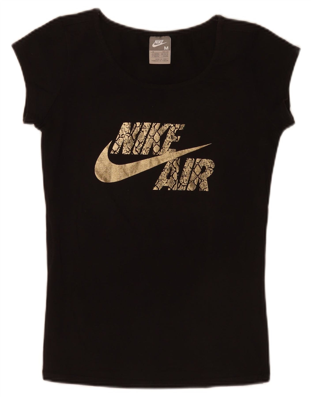 Nike Damen Graphic T-Shirt Top UK 10/12 Medium Schwarz