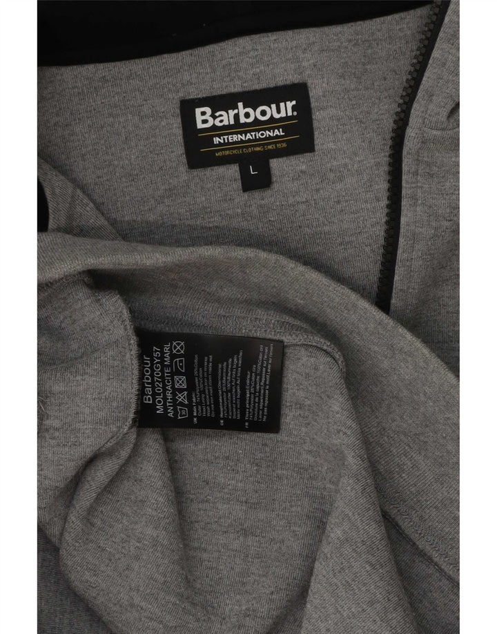 Barbour Herren-Kapuzenpullover mit Reißverschluss, groß, graues Polyester