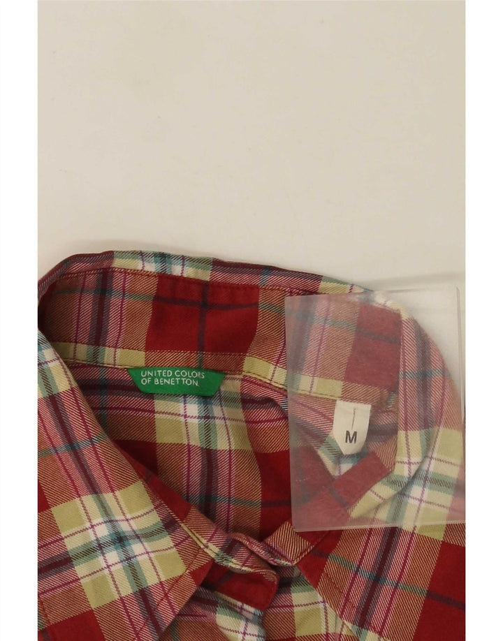 Benetton Damen-Militärflanellhemd UK 12 Mittelrot kariert