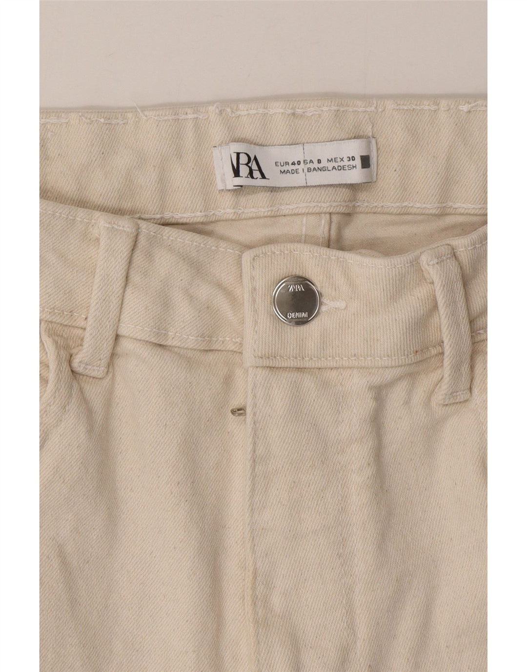Zara Damen-Cropped-Jeans EU 40 Medium W30 L25 Beige Baumwolle