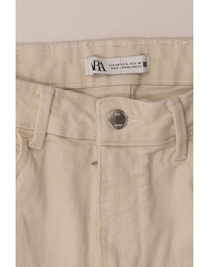 Zara Damen-Cropped-Jeans EU 40 Medium W30 L25 Beige Baumwolle