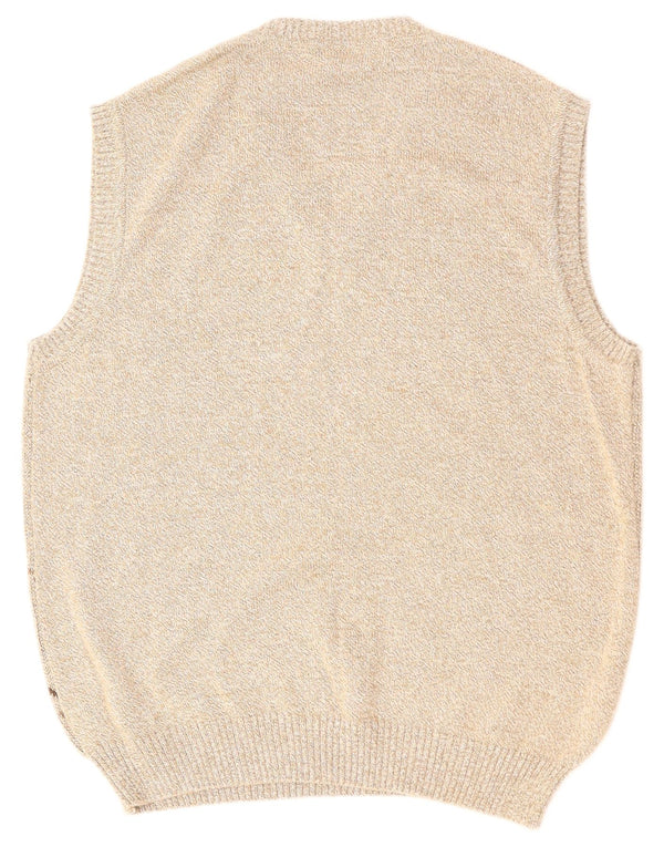 MARC RENE Herren Weste Tank Top IT 48 Medium Beige Argyle/Diamant Baumwolle