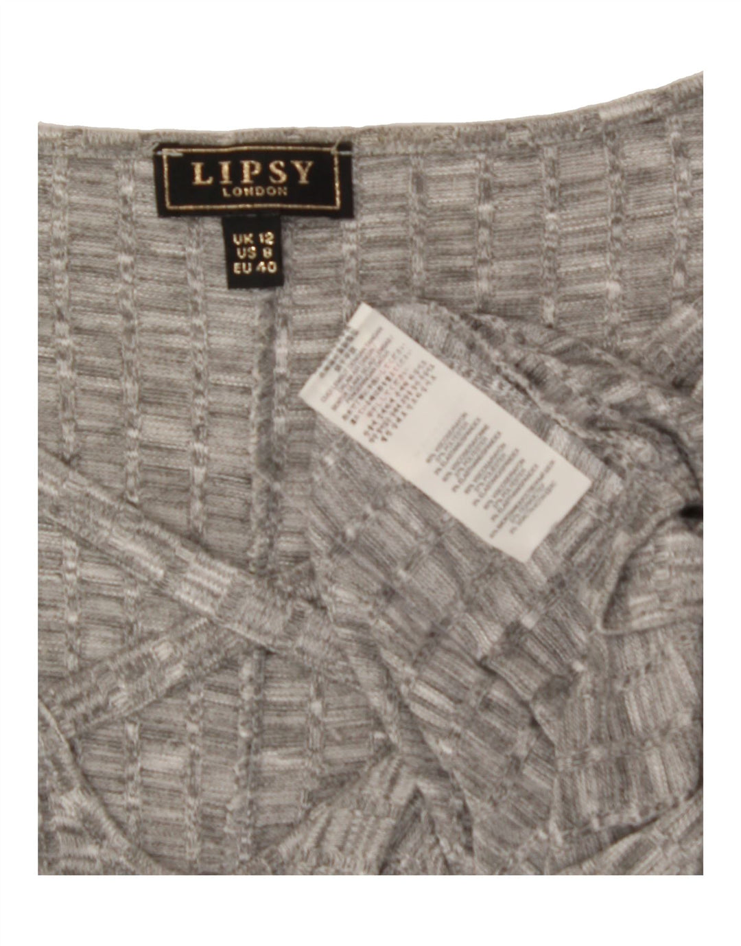 LIPSY Womens Oversized V-Neck Jumper Sweater UK 12 Medium Grey Viscose Vintage Lipsy and Second-Hand Lipsy from Messina Hembry 