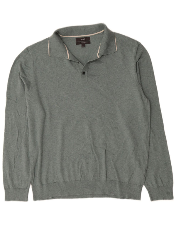 Marks & Spencer Herren-Pullover mit Rollkragen, groß, aus grüner Baumwolle