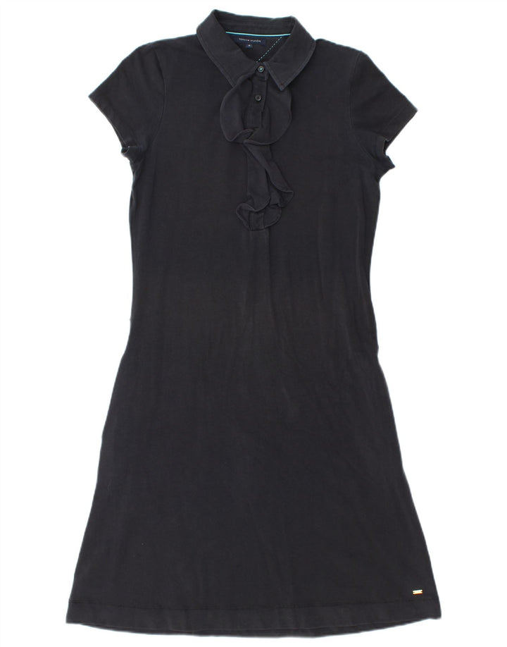 TOMMY HILFIGER Womens Ruffle Front Polo Dress UK 12 Medium Navy Blue