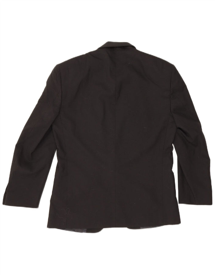 Vintage Herren 1 Knopf Blazer Jacke IT 48 Medium Schwarz Schurwolle Klassisch