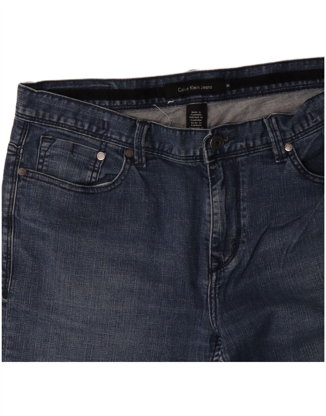 CALVIN KLEIN Herren Straight Jeans W34 L30 Blaue Baumwolle