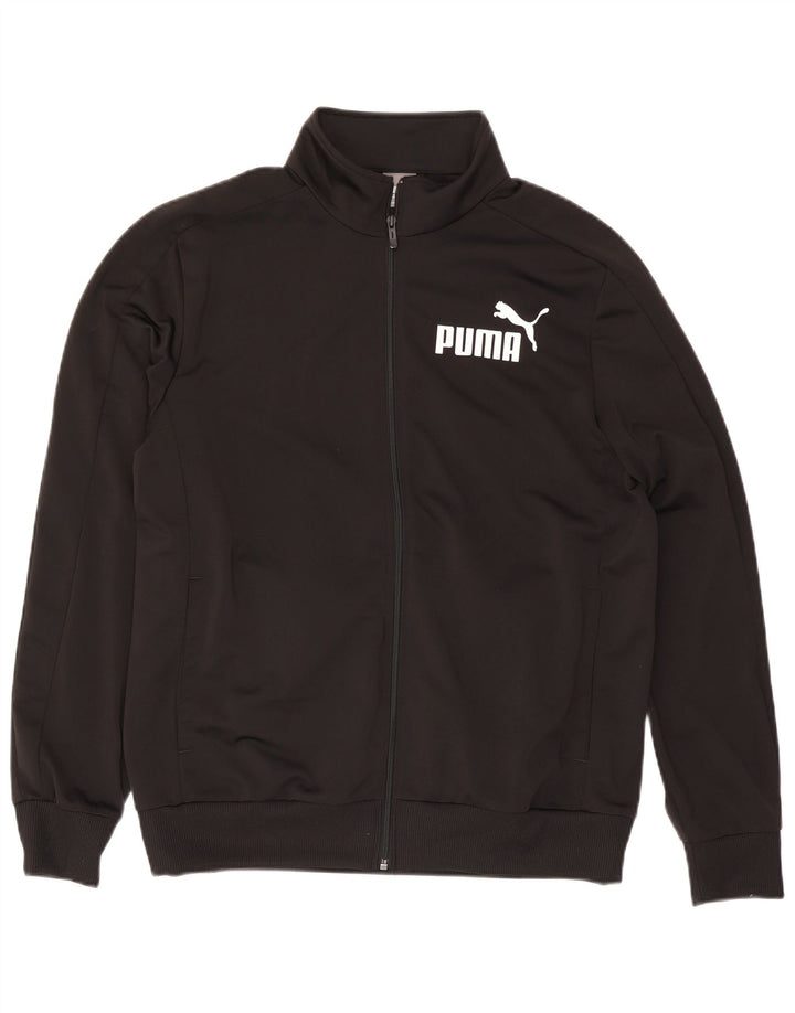 Puma Herren-Trainingsanzug mit grafischem Oberteil, groß, aus schwarzem Polyester