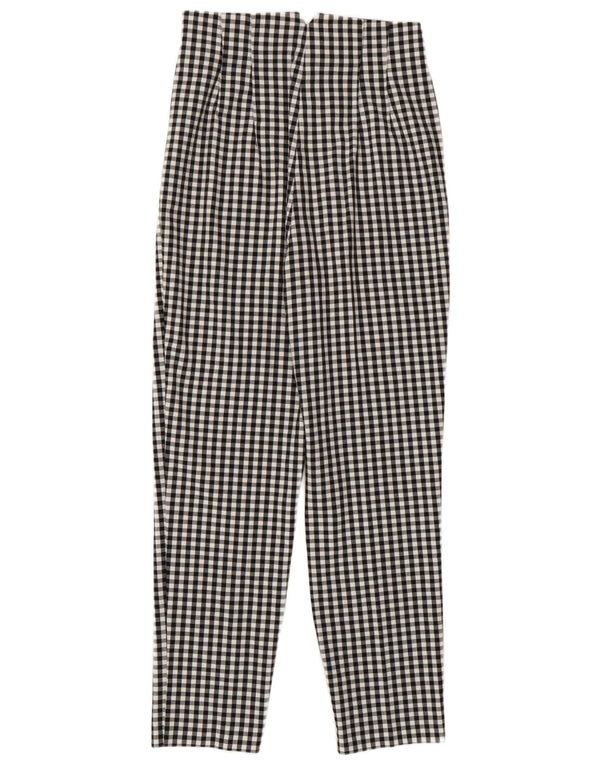 Zara Damen-Freizeithose mit hoher Taille, schmal zulaufend, Größe S, W26, L27, Schwarz, Gingham