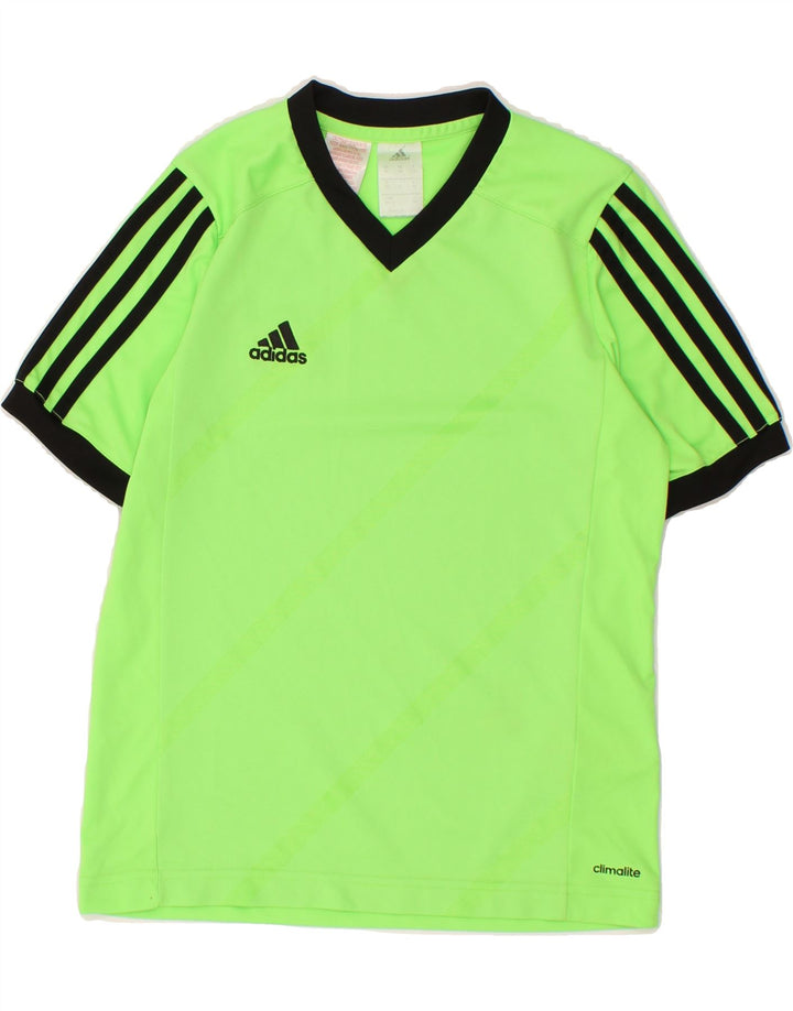 ADIDAS Boys Climalite T-Shirt Top 11-12 Years Large Green Polyester Vintage Adidas and Second-Hand Adidas from Messina Hembry 