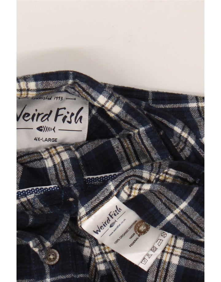 Weird Fish Herren-Flanellhemd 4XL, marineblau, kariert, Baumwolle