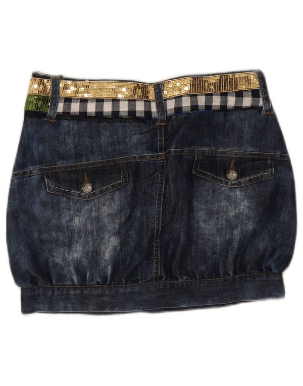 Desigual Mini-Jeansrock für Mädchen, 11–12 Jahre, W26, Marineblau, Farbblock