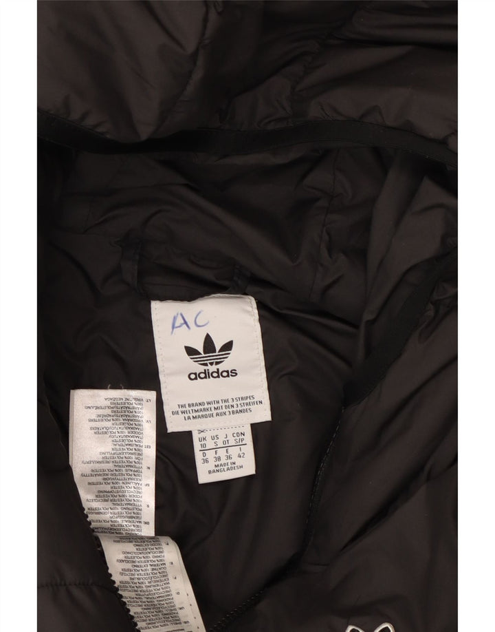ADIDAS Wattierte Damenjacke mit Kapuze, UK 10, Größe S, Schwarz, Polyester