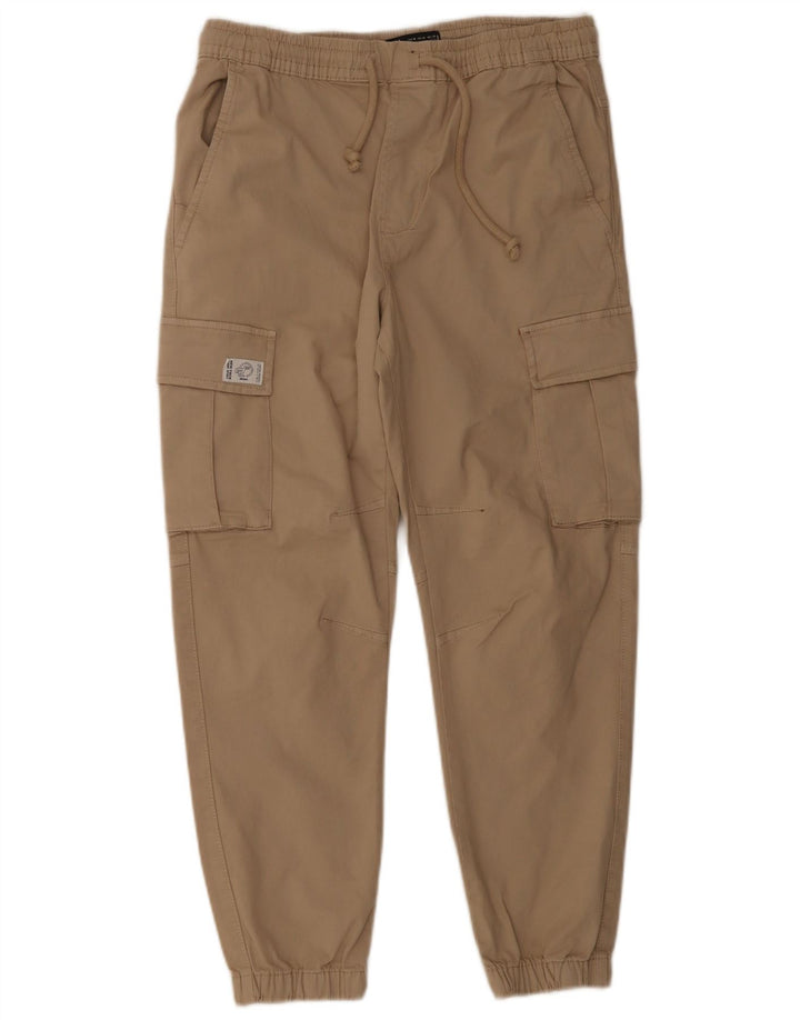 Zara Herren-Jogger-Cargohose, Größe M, W31, L27, Beige, Baumwolle