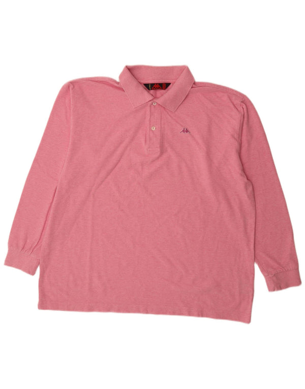 Kappa Herren Langarm-Poloshirt mit normaler Passform, 2XL, rosa Baumwolle