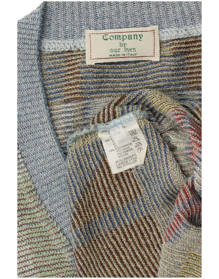 VINTAGE Herren-Pullover mit V-Ausschnitt, Größe 52, groß, mehrfarbig, geometrisch