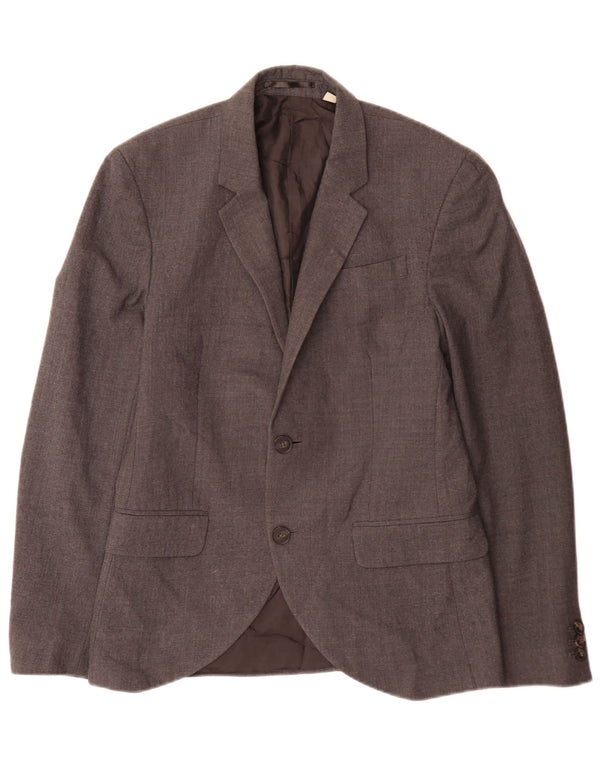 Jack Wills Herren-Blazer mit 2 Knöpfen, Größe S, Grau, Wolle, UK 36